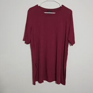 Eileen Fisher Fine Tencel Jersey‎ Tunic Size L Burgundy Pullover USA Made